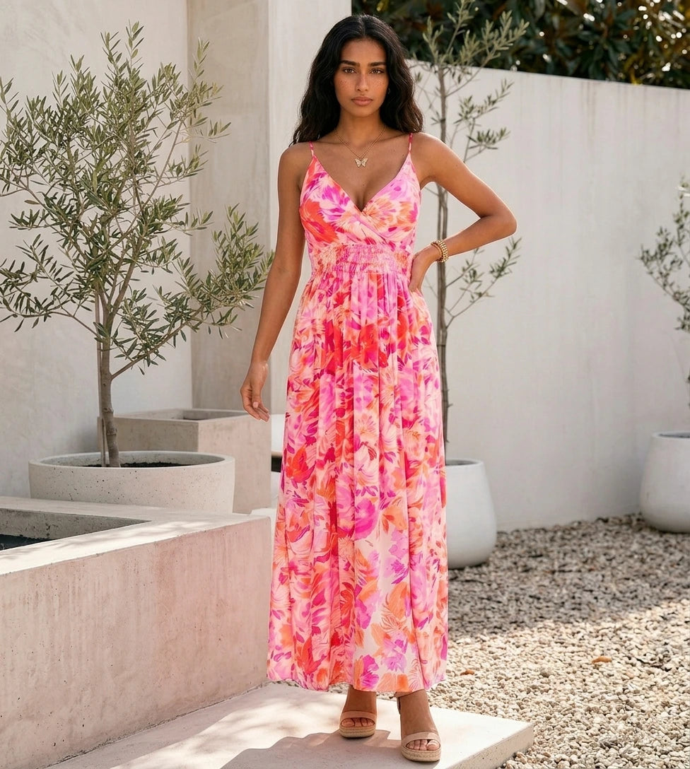 AMETISTA Floral Maxi Dress — Sunset Bloom