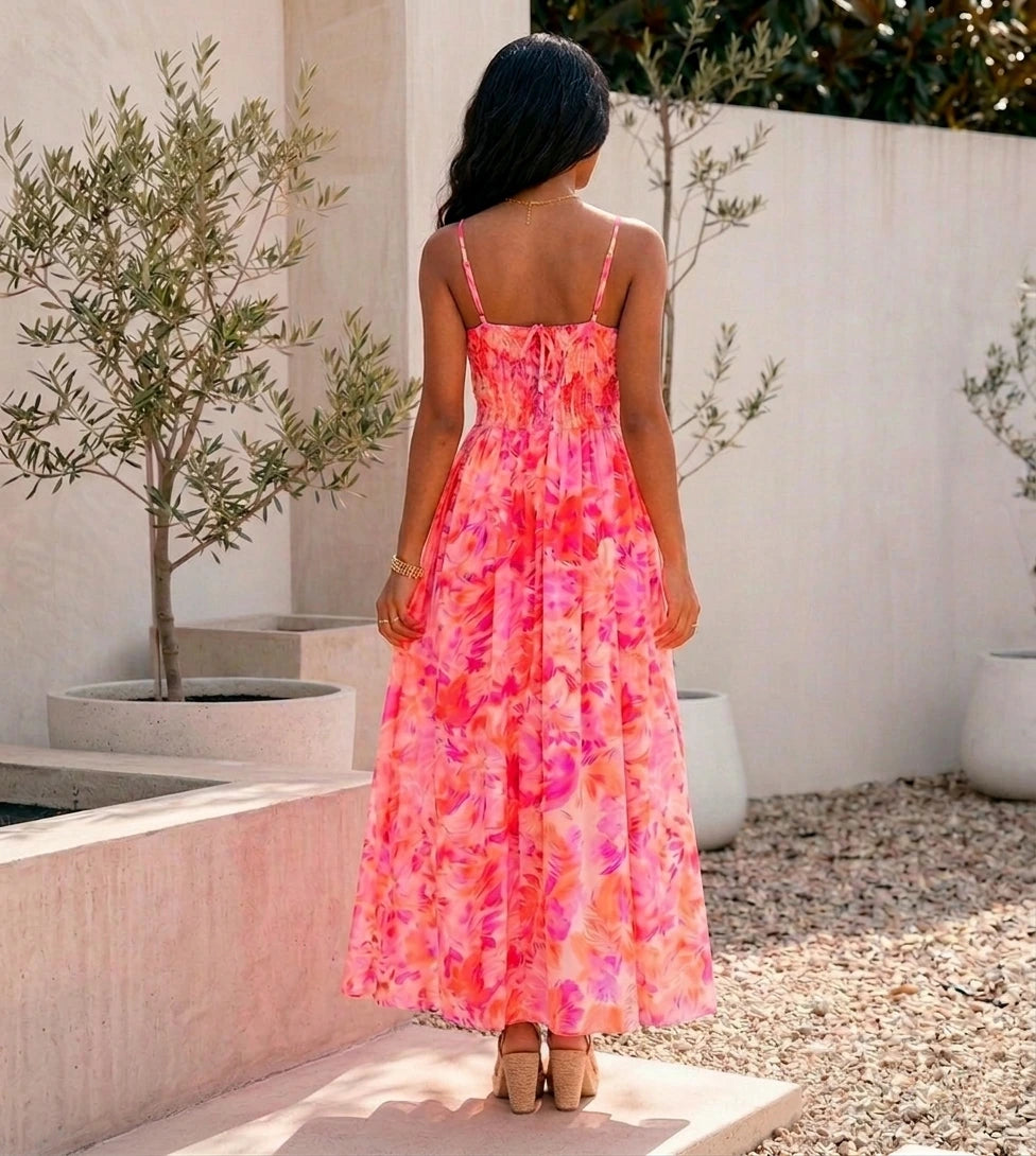 AMETISTA Floral Maxi Dress — Sunset Bloom